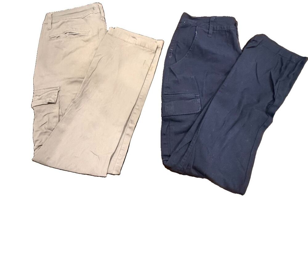 2 Pair Blu Rock Cargo Pants Mens 32x27 Stretch Utility Work Gray Navy